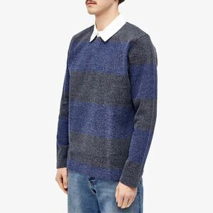 NORSE PROJECTS Polo Shirt Mens Small Blue Gray Brushed Rugby Long Sleeve $325